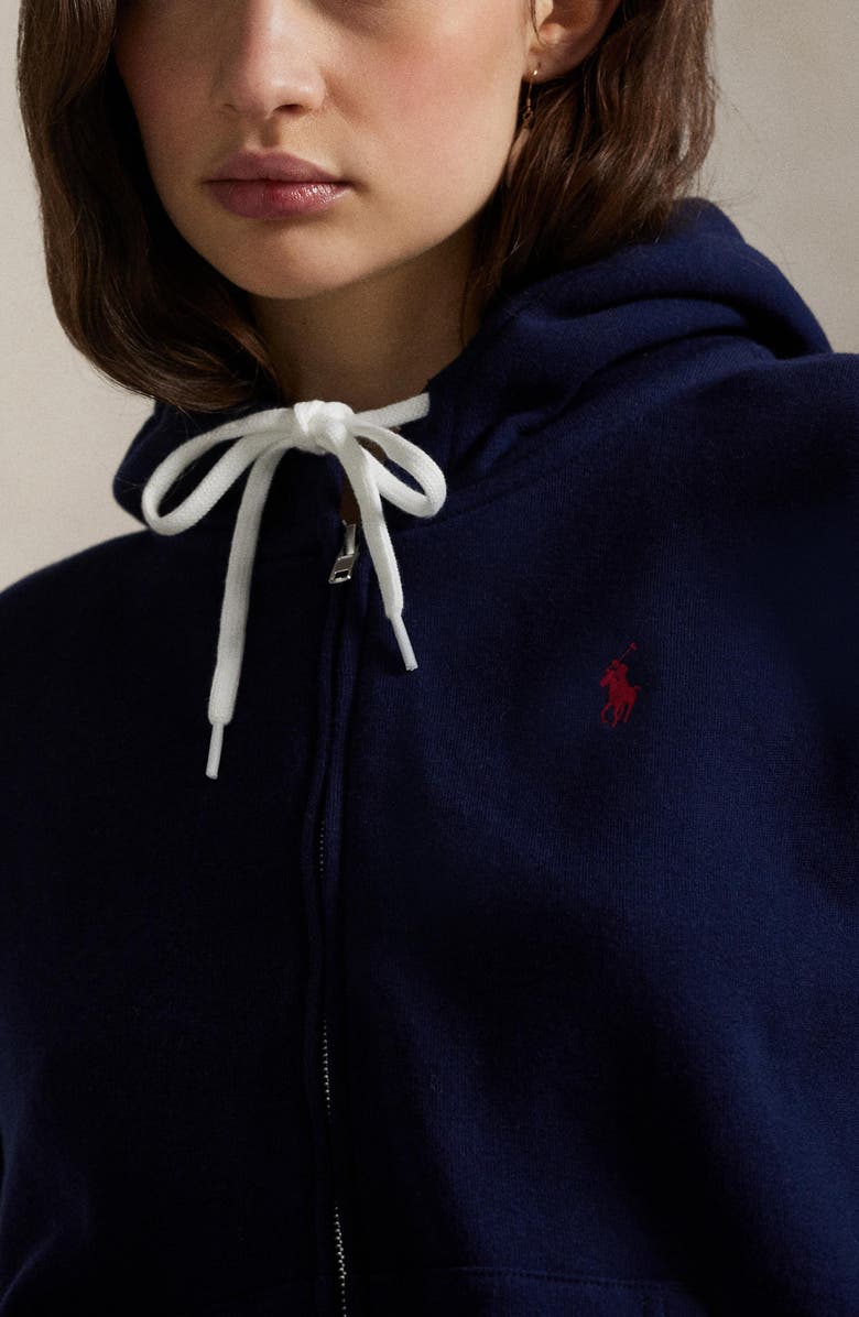 Polo Ralph Lauren Arctic Fleece Shrunken Fit Zip-Up Hoodie, Alternate, color, Cruise Navy