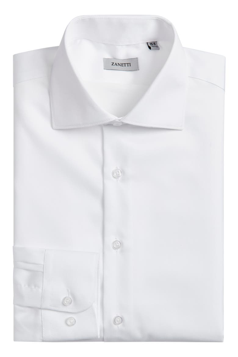 Trim Fit Twill Dress Shirt, Alternate, color, WHITE