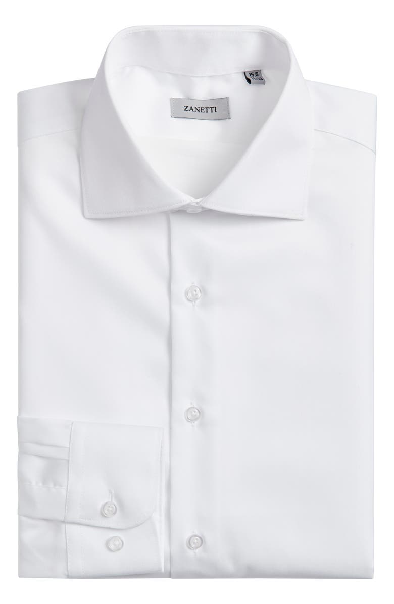 ZANETTI Solid Twill Dress Shirt, Alternate, color, White