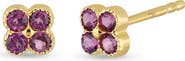 Bony Levy 14k Gold Rhodolite Garnet Flower Stud Earrings
