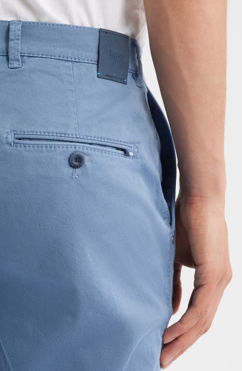 Brax Fabio Micropattern Flat Front Cotton Blend Pants, Alternate, color, Storm