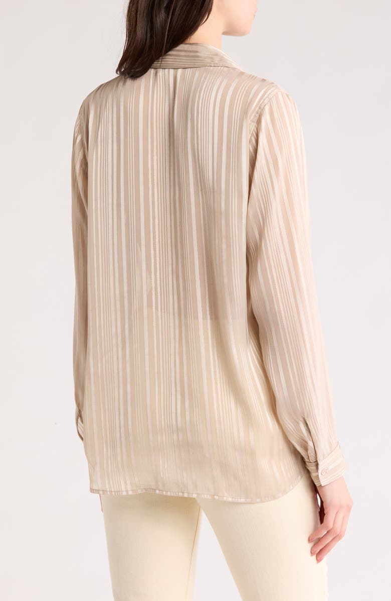 L'AGENCE Argo Metallic Stripe Long Sleeve Button-Up Shirt, Alternate, color,