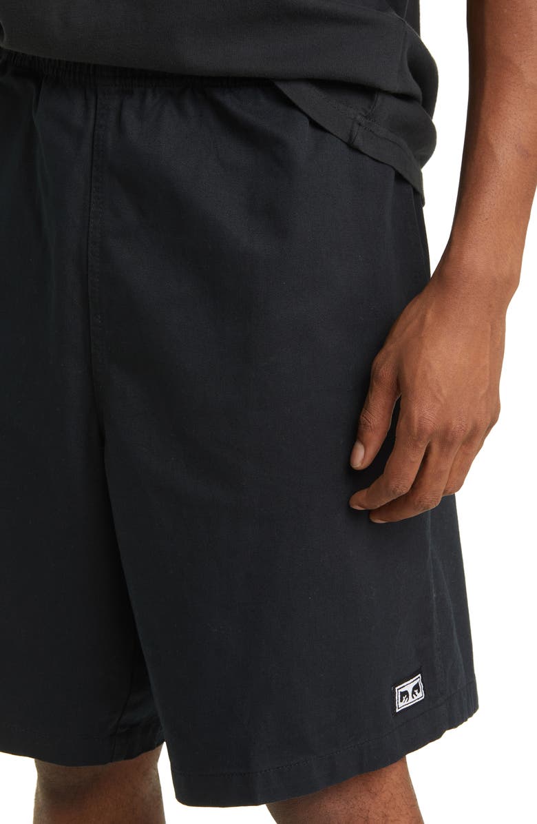 Obey Men's Easy Relaxed Cotton Twill Shorts, Alternate, color, Black