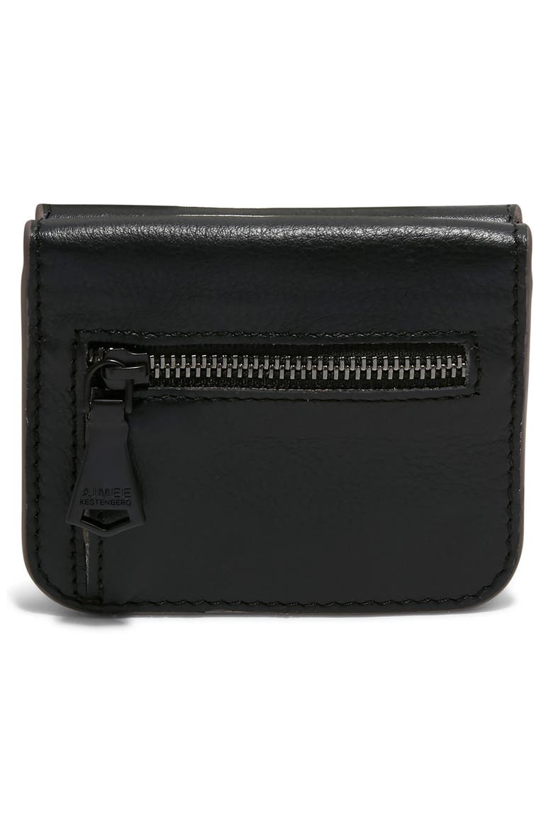 Pucker Up Leather Card Case, Alternate, color, BLACK