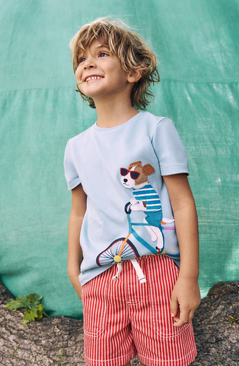 Mini Boden Kids' Pup Bike Appliqué Cotton Graphic T-Shirt, Alternate, color, 