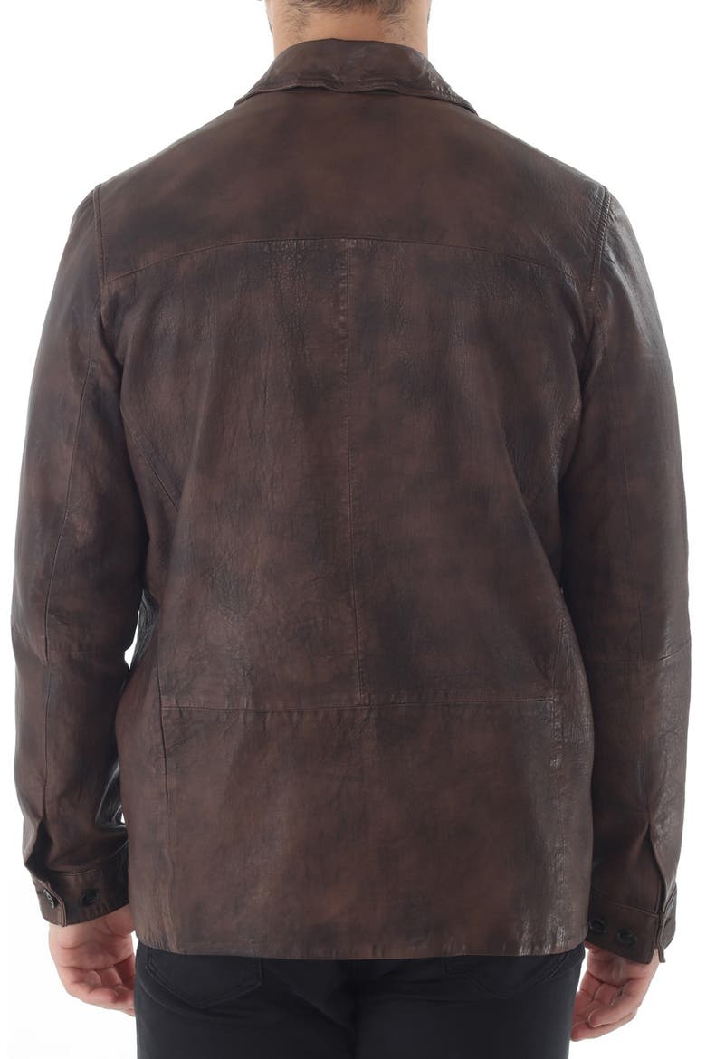 Tumbled Up Leather Shirt Jacket, Alternate, color, BROWN