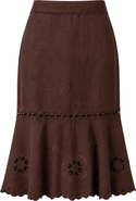 Cartolina Marlo Embroidered Linen Midi Skirt
