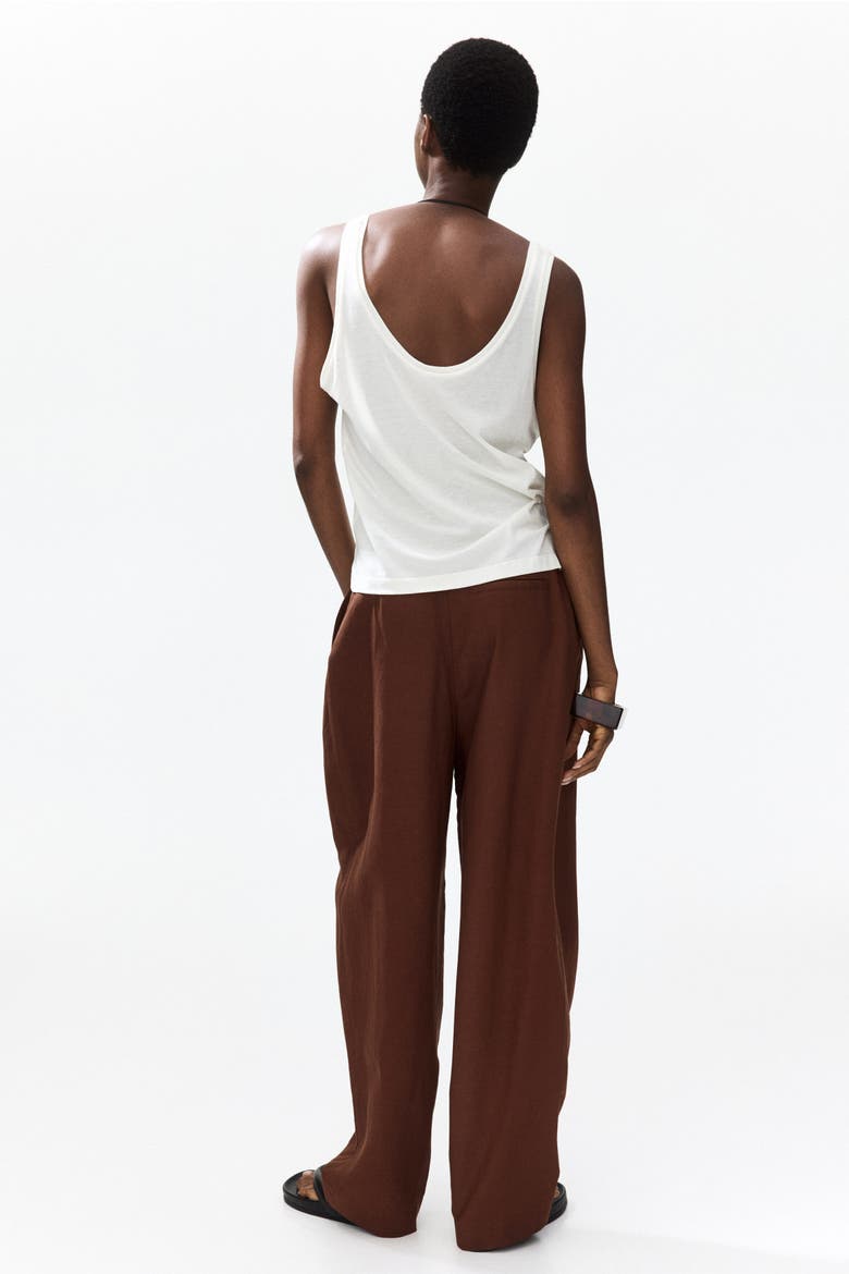 Linen-blend Barrel Trousers, Alternate, color, Brown