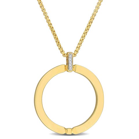 Diamond Accent Circle Pendant Necklace 14k