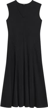 Theory V-Neck Sleeveless Cotton Midi Dress