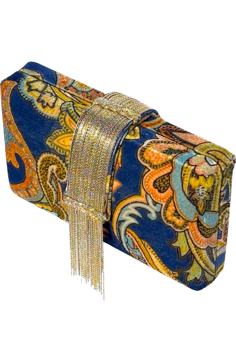 Simitri Velvet Fringe Clutch, Alternate, color, Paisley