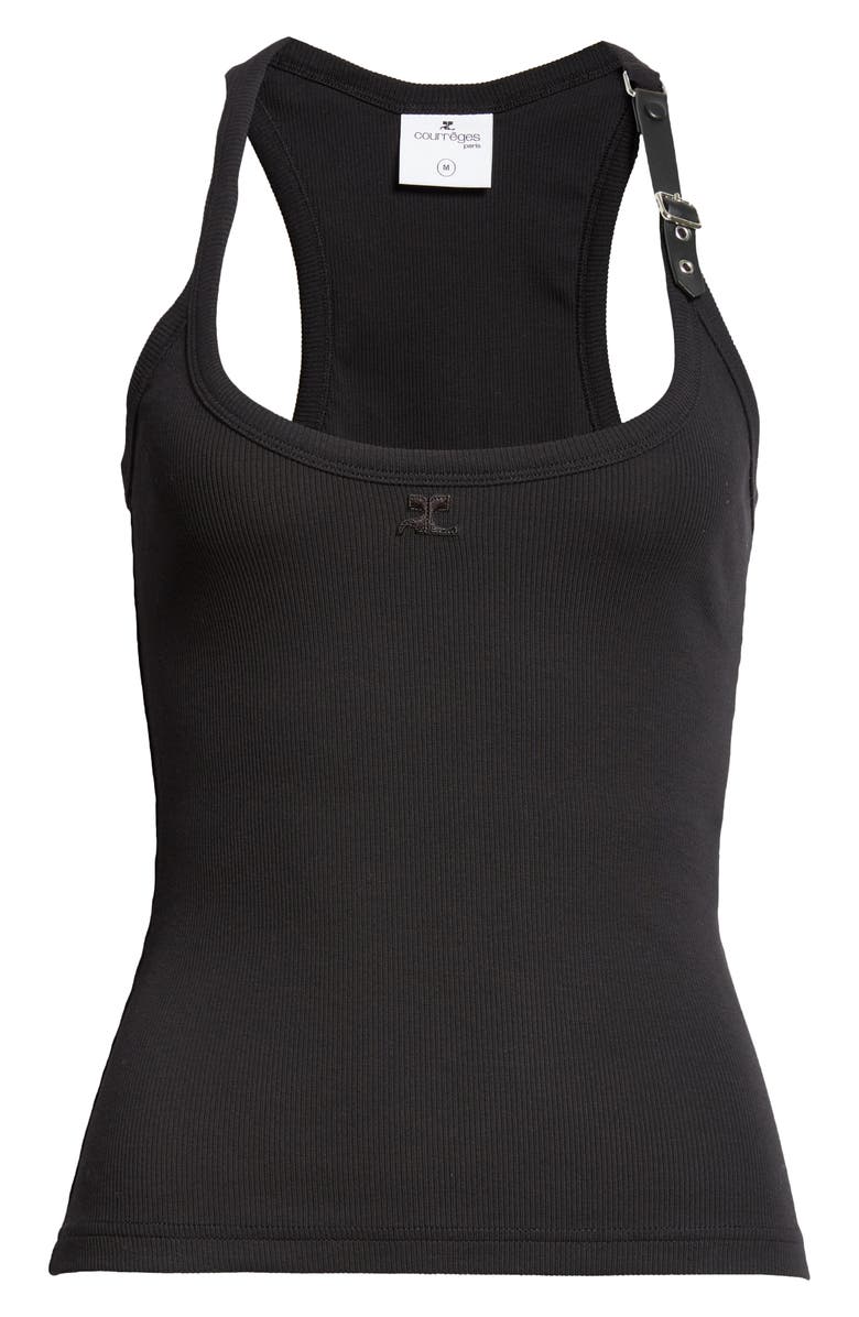 Courrèges Holistic '90s Buckle Detail Rib Tank Top, Alternate, color, 