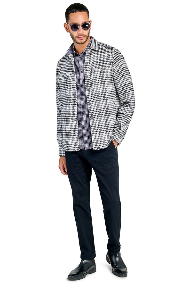 Houndstooth Printed Shirt Jacket, Alternate, color, GREY