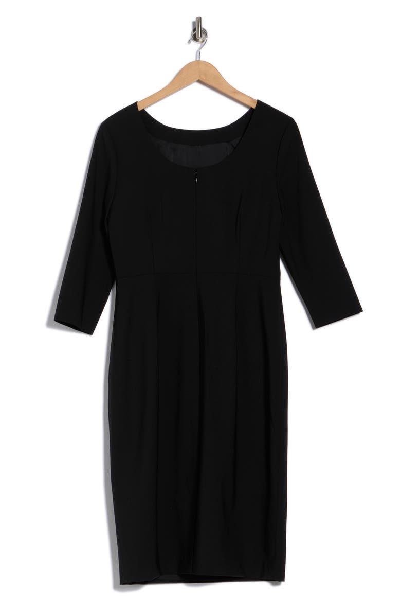 Varetta Three-Quarter Sleeve Stretch Wool Dress, Alternate, color, BLACK