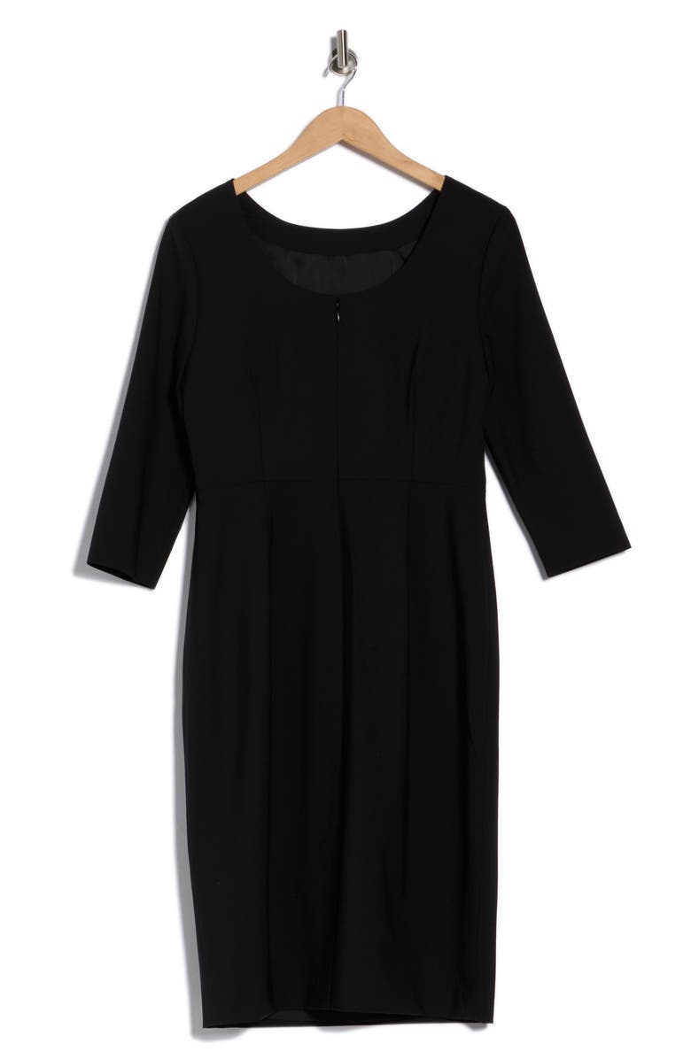 Theory Varetta Three-Quarter Sleeve Stretch Wool Dress, Alternate, color, Black