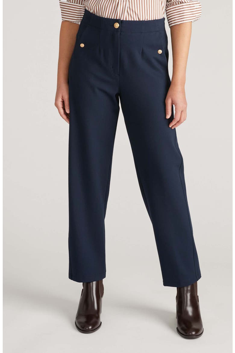 Audrey Tailored Ponte Pants, Main, color, NAVY W/ GOLD BUTTONS