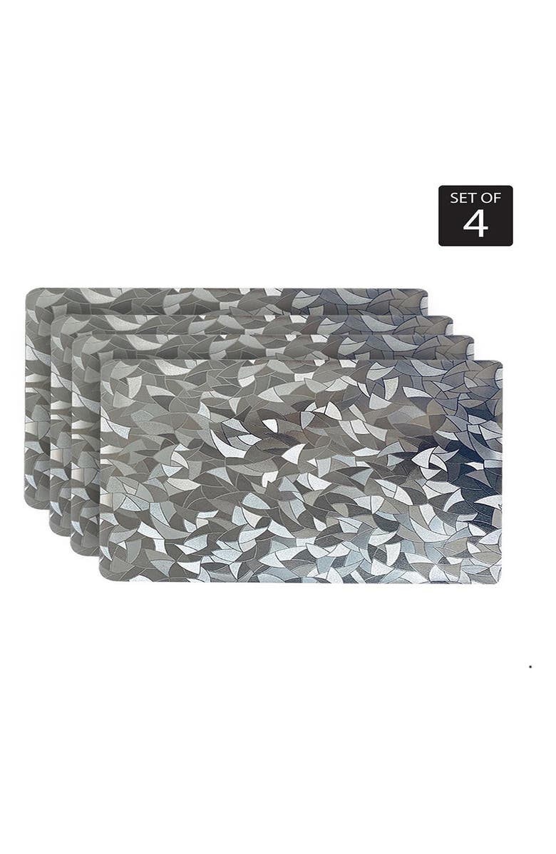 DAINTY HOME Mirror Print Set of 4 Placemats, Alternate, color, Silver