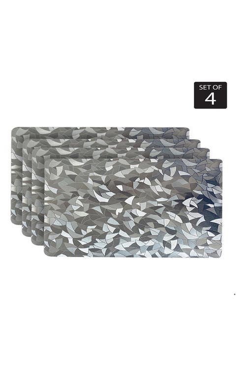 Dainty Home Mirror Print Set Of 4 Placemats In Gray