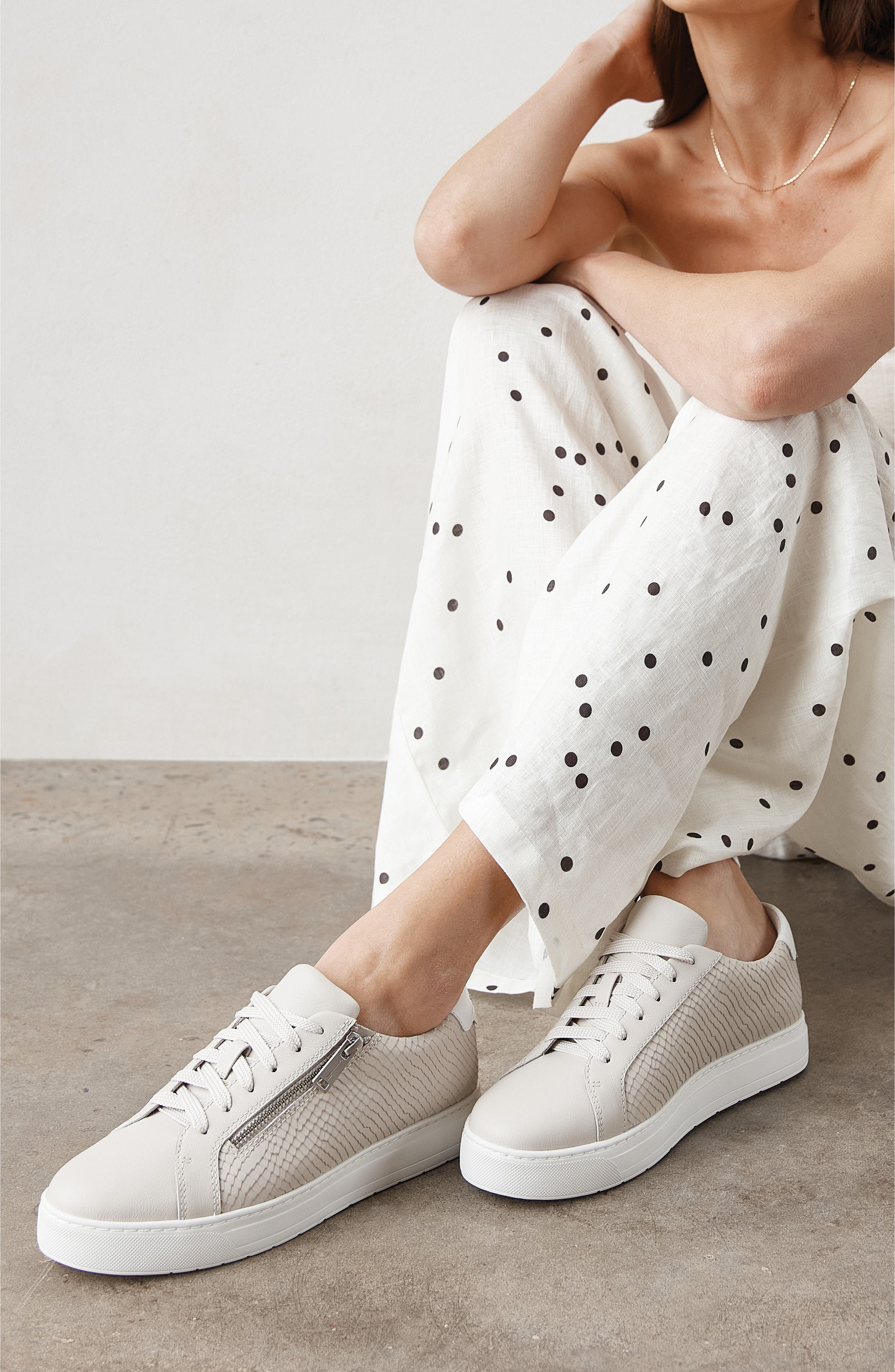 Billie II Zip Sneaker, Alternate, color, BONE GREY EMBOSS