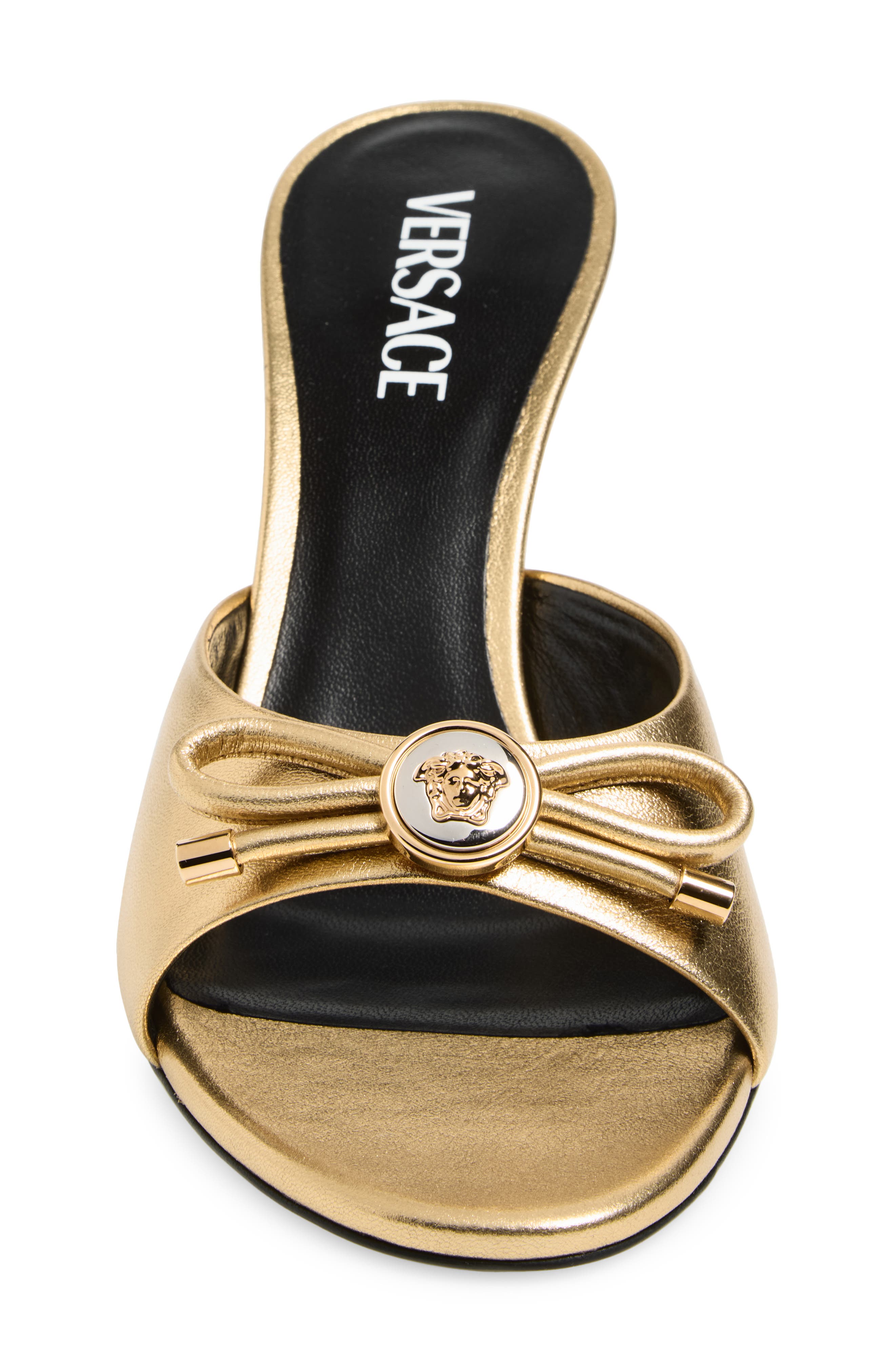Versace Opera Bow Slide Sandal, Alternate, color, Gold-Versace Gold