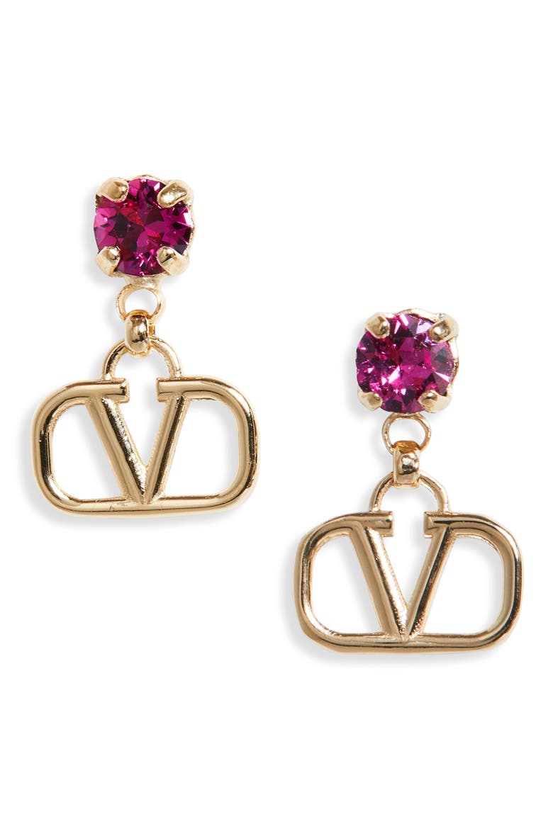 VLOGO Signature Pendant Earrings, Main, color, 7CR ORO 18/ FUCSIA