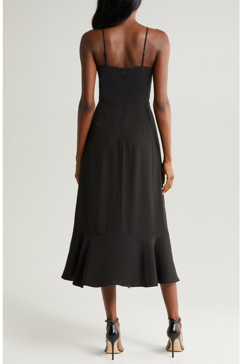 Faux Wrap Midi Dress, Alternate, color, BLACK