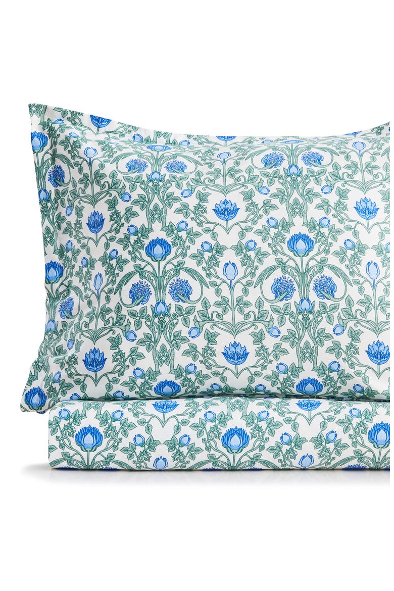 Floral Cotton Duvet & Sham Set, Alternate, color, BLUE