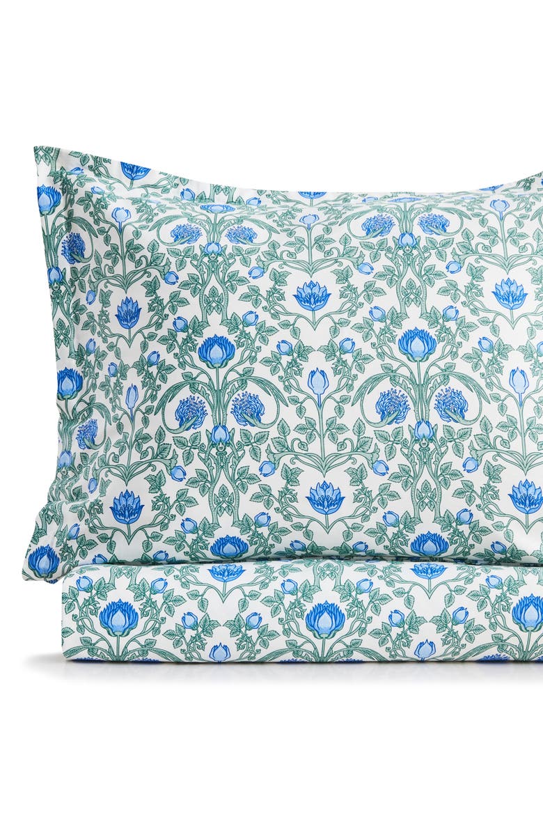 MELANGE HOME Floral Cotton Duvet & Sham Set, Alternate, color, Blue