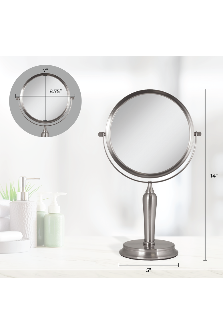 Anaheim Makeup Mirror with 5X/1X Magnification, Alternate, color, Satin Nickel