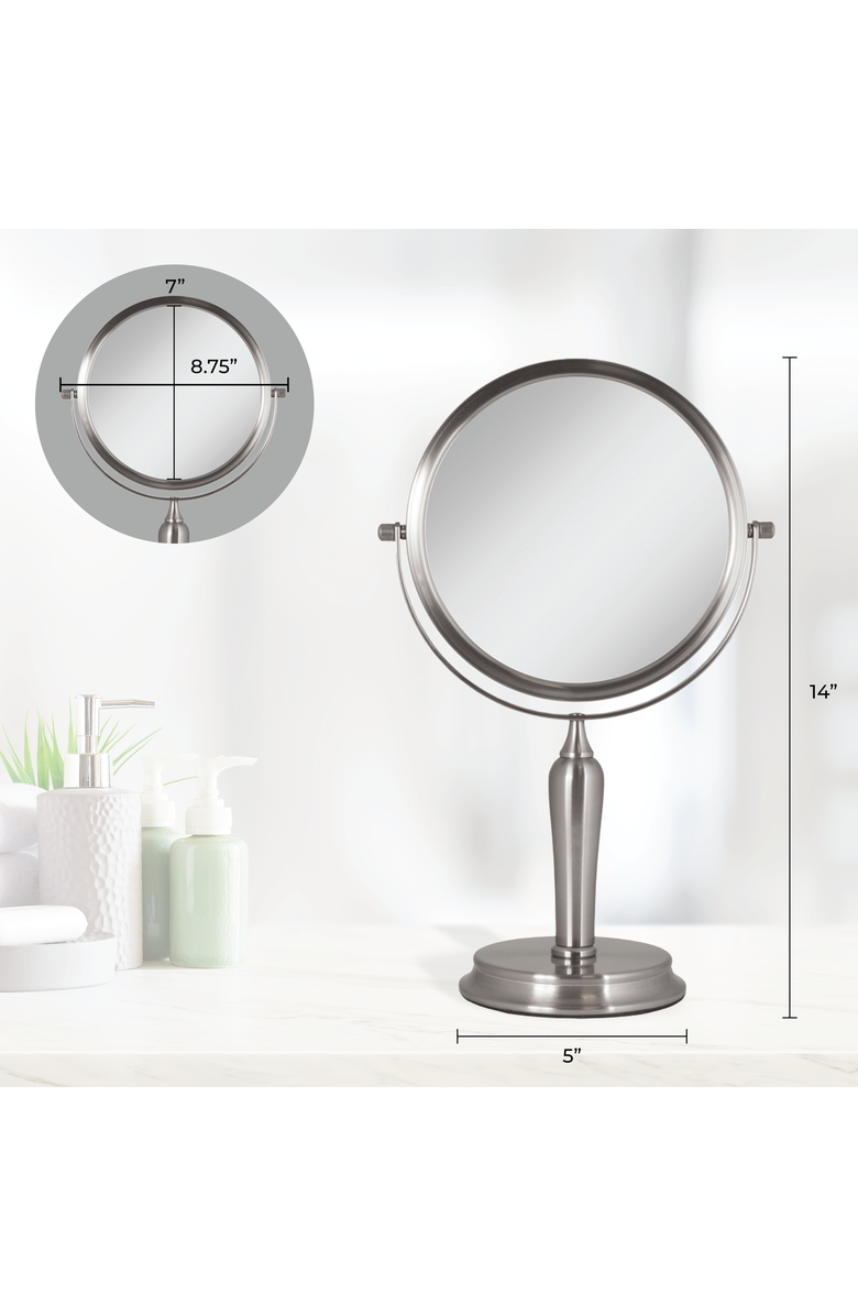 Zadro Anaheim Makeup Mirror with 5X/1X Magnification, Alternate, color, Satin Nickel