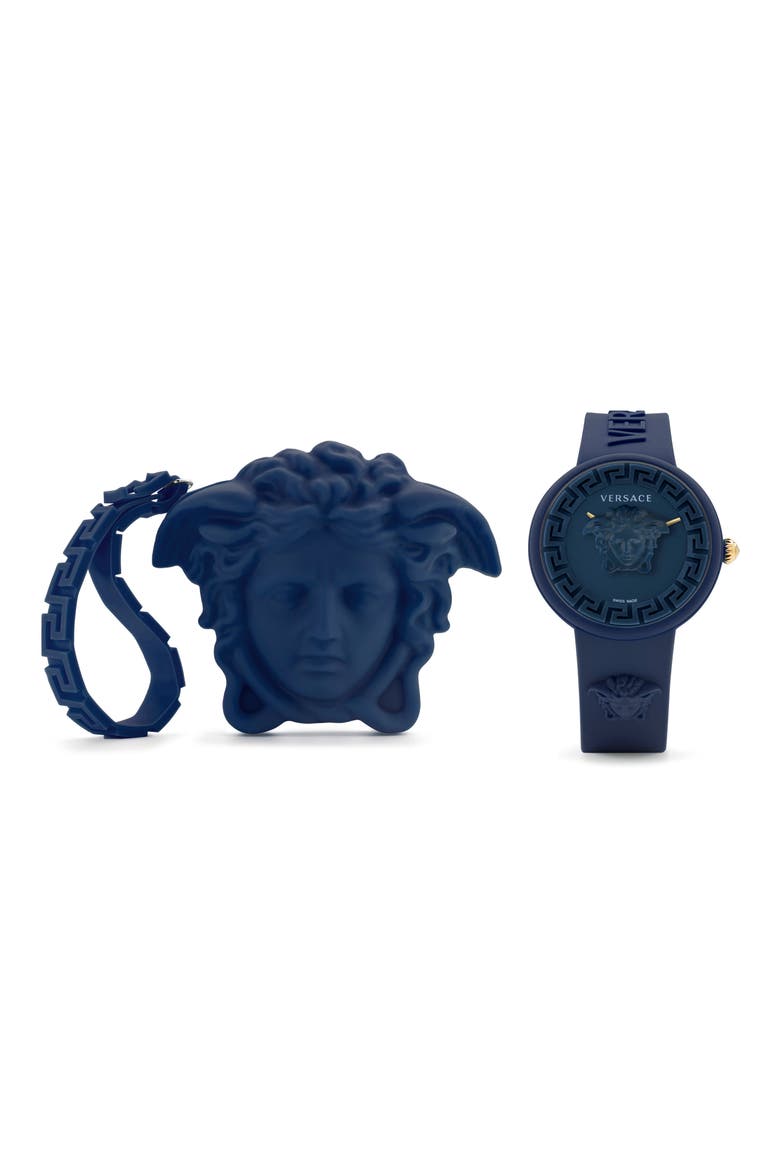 Medusa Pop Silicone Watch, 39mm, Main, color, NAVY