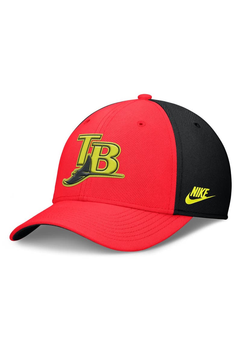 Men's Nike Crimson/Black Tampa Bay Rays Neon 90s Rise SwooshFlex Hat, Alternate, color, Crimson