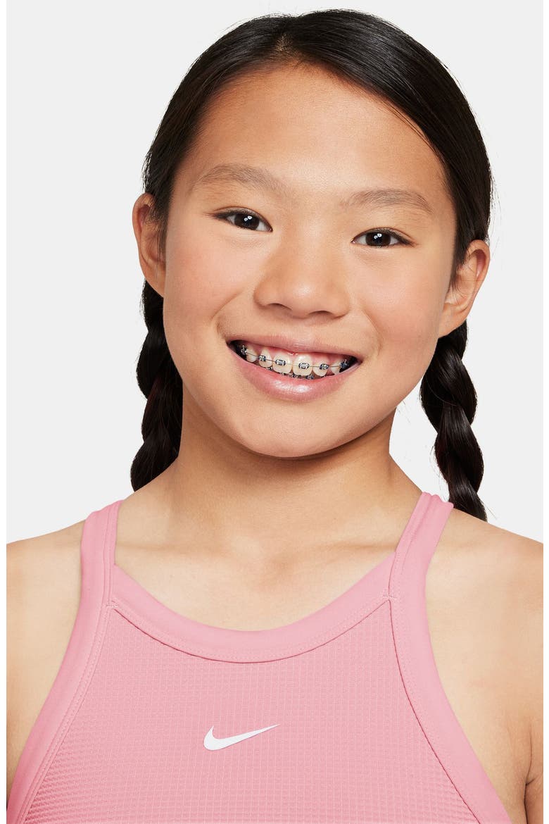 Kids' Dri-FIT High Neck Racerback Tank, Alternate, color, MEDIUM SOFT PINK/ WHITE