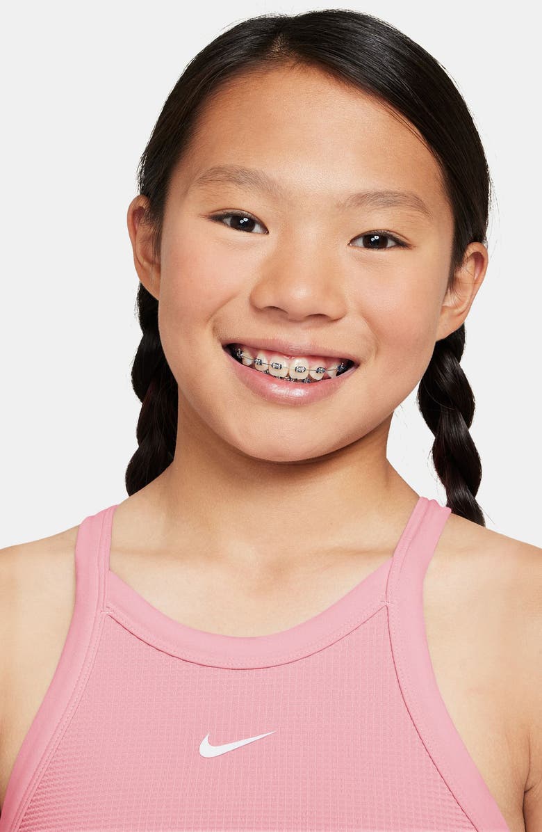 Nike Kids' Dri-FIT High Neck Racerback Tank, Alternate, color, Medium Soft Pink/ White