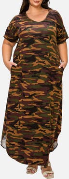 L I V D Katt Camo Pocket Maxi Dress