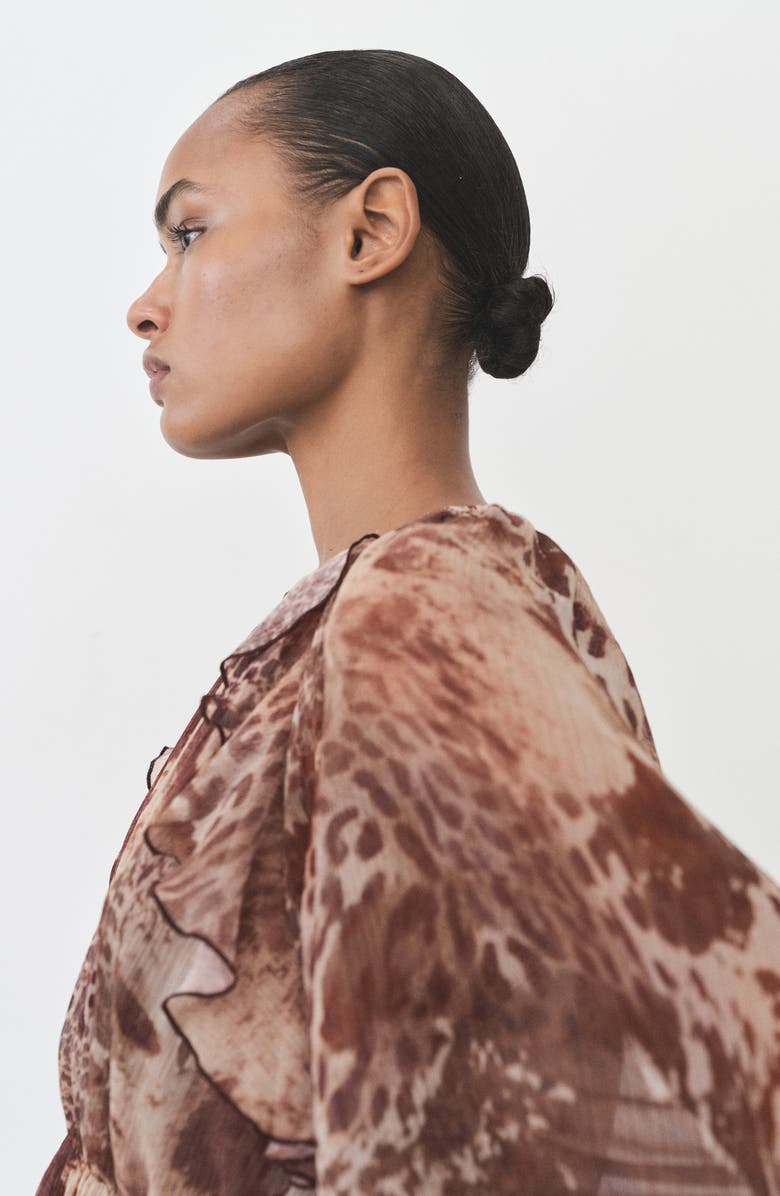 MANGO Abstract Animal Print Long Sleeve Minidress, Alternate, color, 