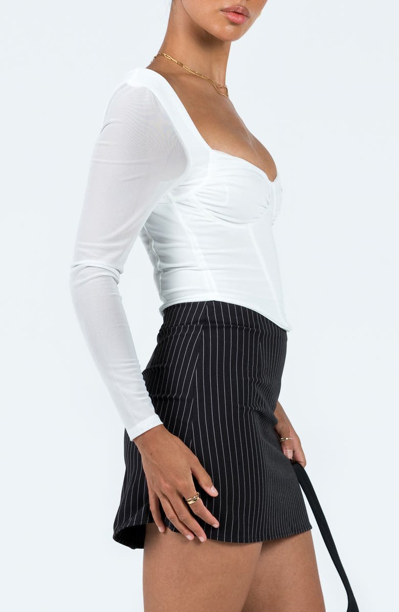 Princess Polly Bruna Long Sleeve Mesh Corset Top, Alternate, color, White