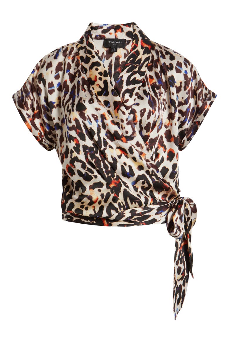 Side Tie Wrap Top, Alternate, color, SAND ROYAL LEOPARD