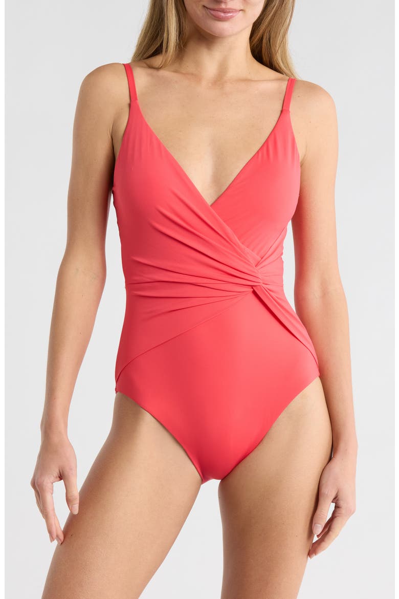 IG Asymmetric One-Piece Swimsuit, Main, color, GUAVA