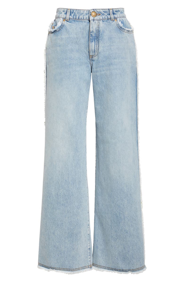 Balmain Raw Hem Straight Leg Jeans, Alternate, color, 
