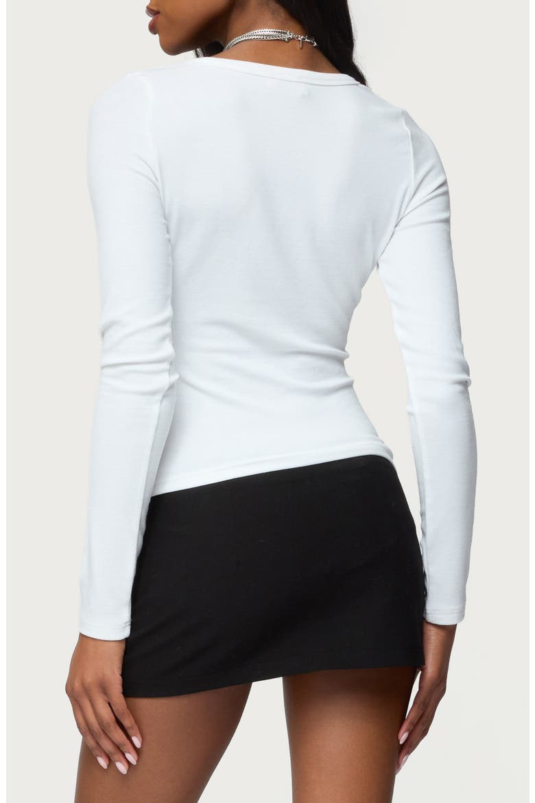 Doron Long Sleeve V-Neck Crop Top, Alternate, color, WHITE