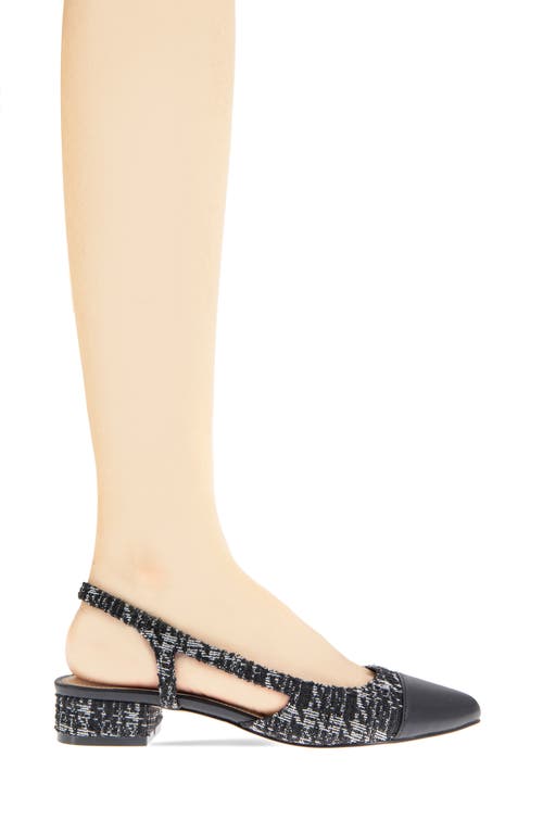 Bcbgeneration Tillie Slingback Cap Toe Pump In Black-white Boucle