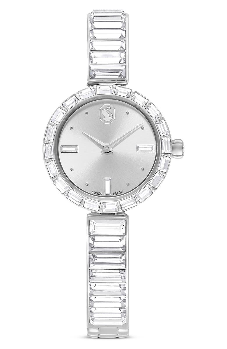 Swarovski Matrix Bracelet Watch, 25mm, Main, color, White/Silver