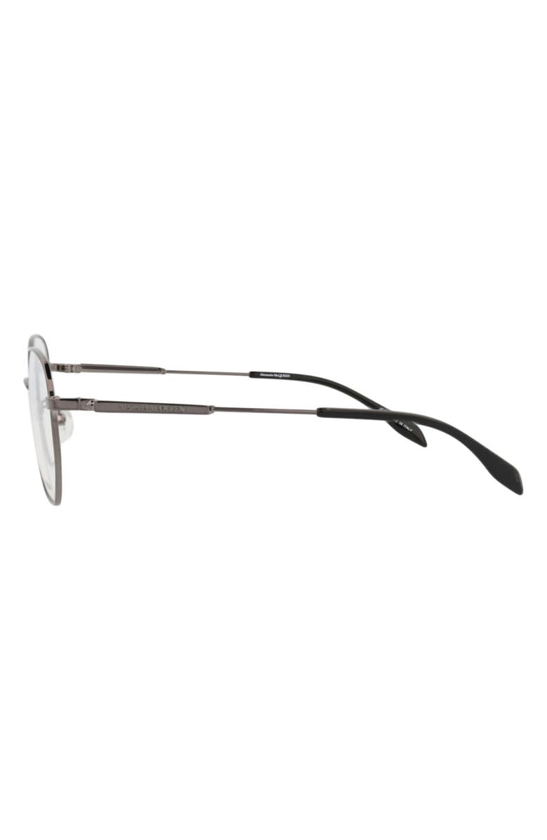 McQueen 52mm Square Optical Glasses, Alternate, color, Ruthenium Transparent