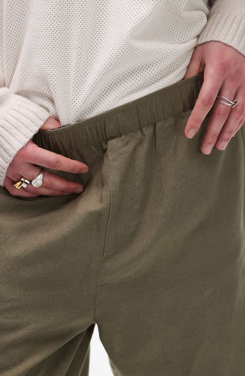 Topman Wide Leg Linen Blend Shorts In Green