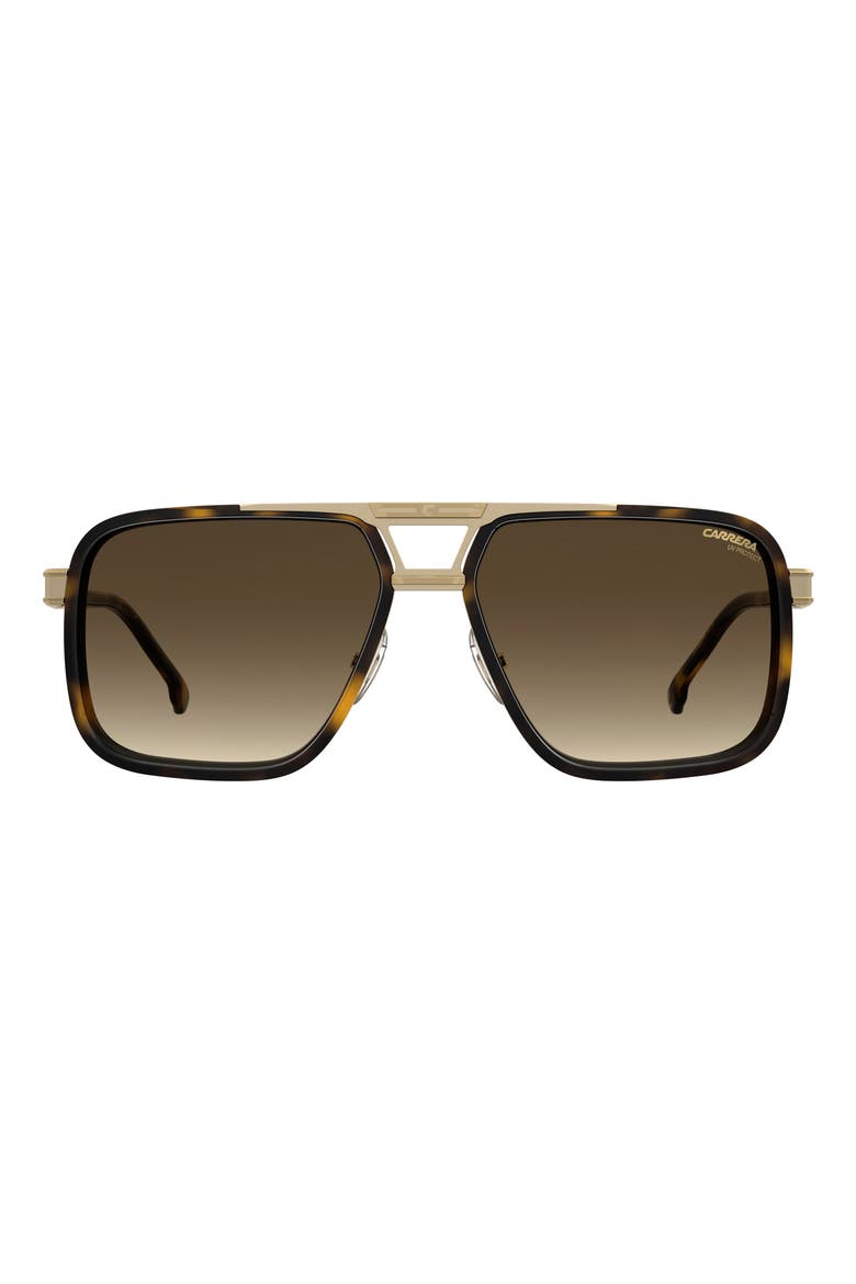 61mm Gradient Rectangular Sunglasses, Main, color, HAVANA GOLD/ BROWN SF
