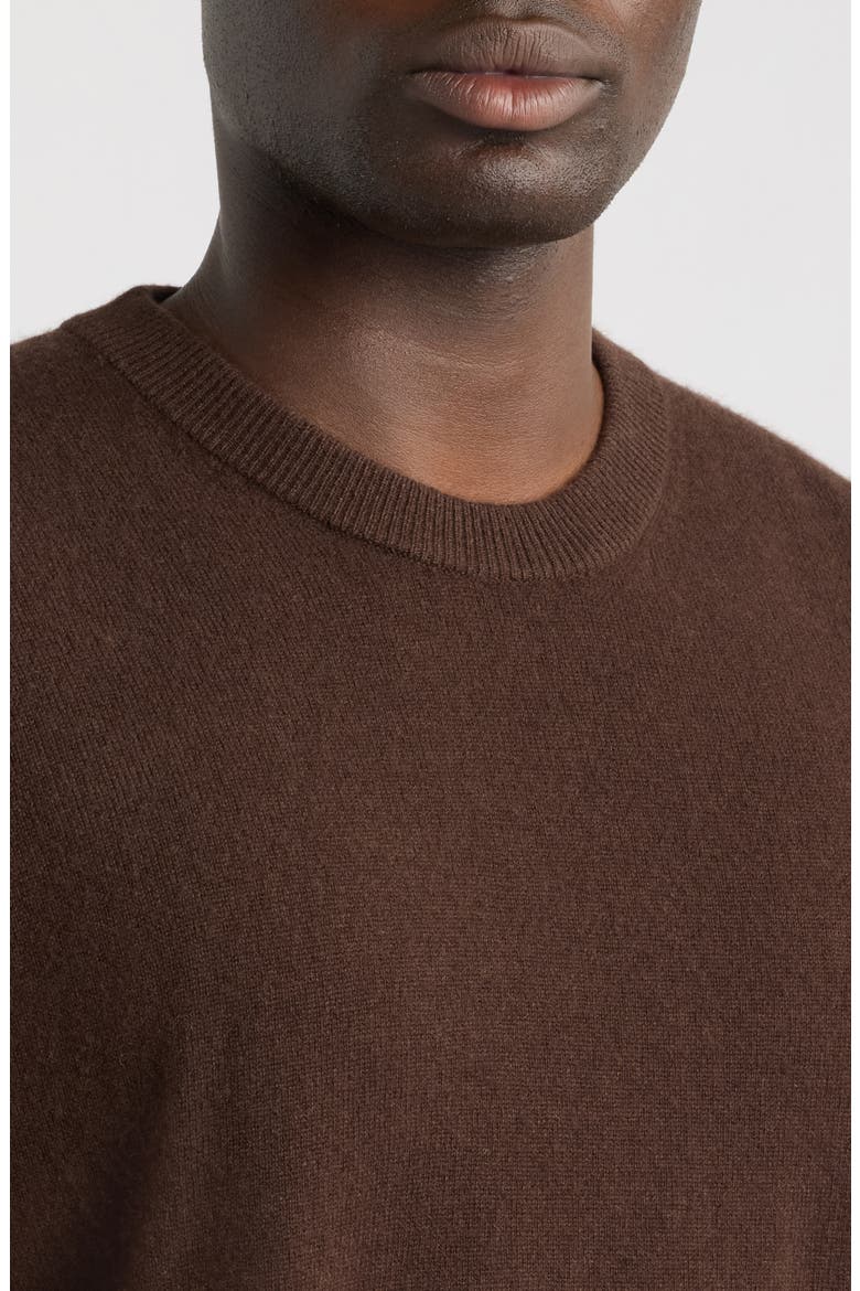 Lightweight Cashmere Crewneck Sweater, Alternate, color, DEEP BROWN