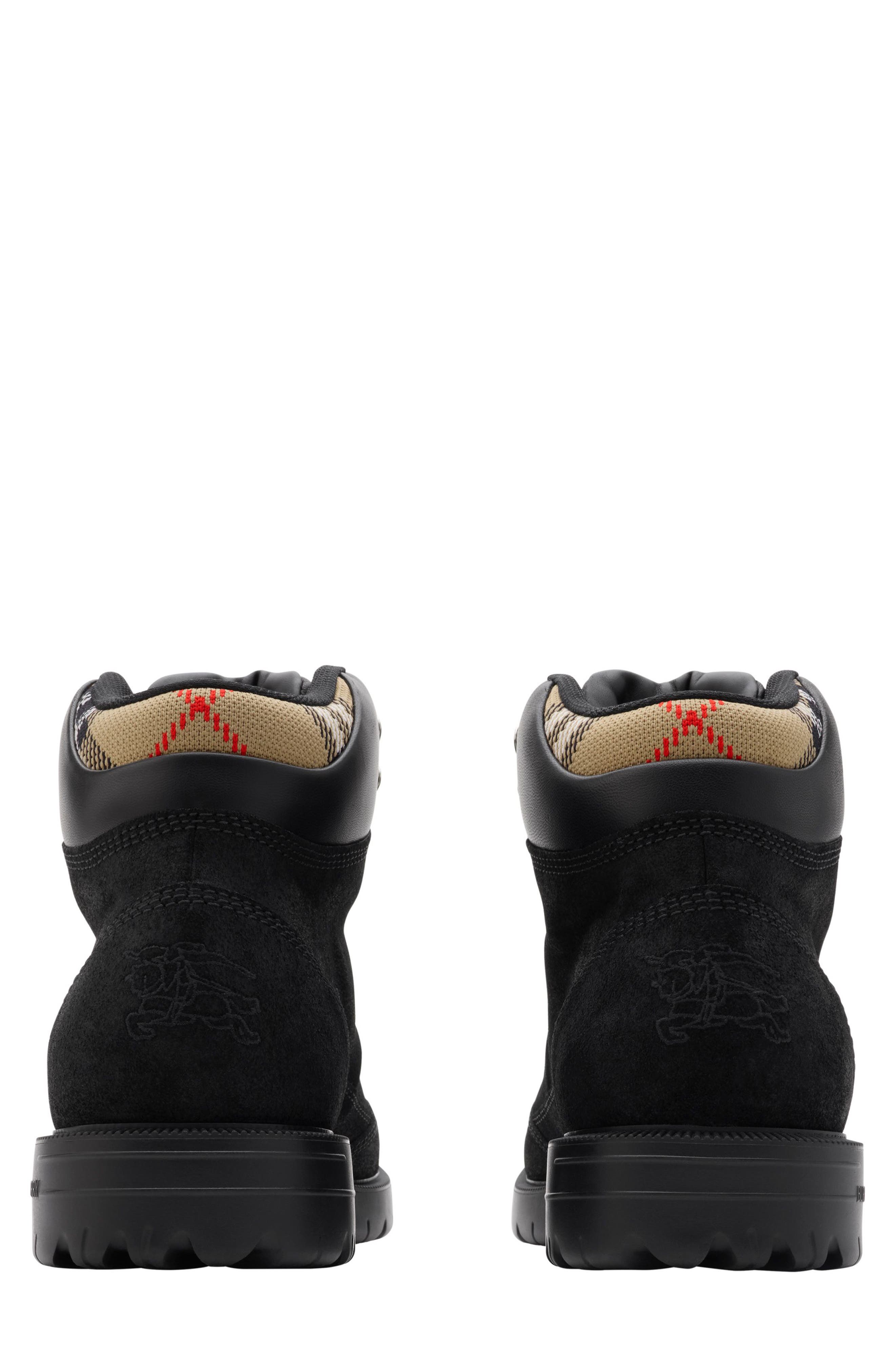 Burberry Suede Moor Hiking Boot, Alternate, color, Black