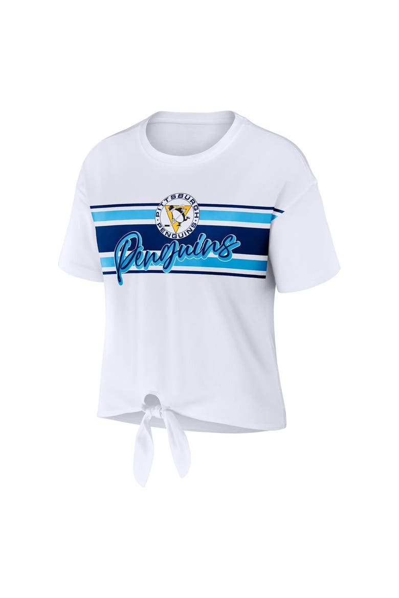 Women's WEAR by Erin Andrews White Pittsburgh Penguins Front Knot T-Shirt, Alternate, color, White