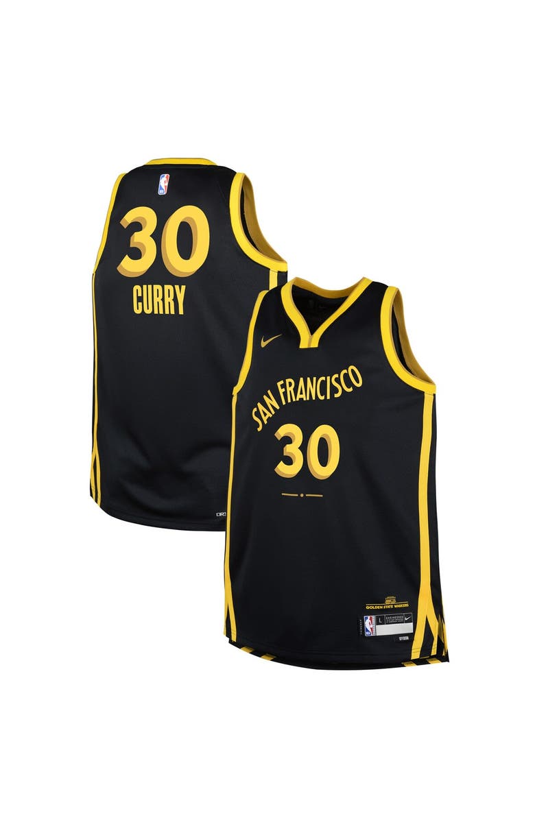 Nike Youth Nike Stephen Curry Black Golden State Warriors Swingman Replica Jersey - City Edition, Main, color,